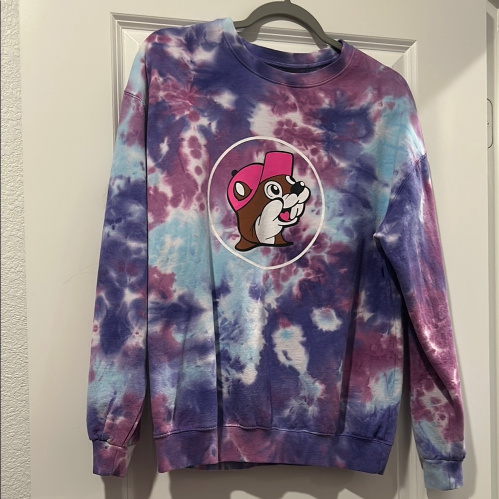 Colorful Tie-Dye Sweatshirt with Cartoon Graphic